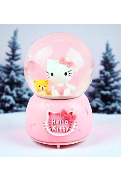 Kuzey Tacı Hello Kitty Pembe Işıklı Kar Küresi – Ayıcık Figürlü Orta Boy Vip