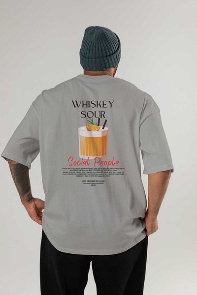 Ankhises Tricou oversize cu imprimeu Whiskey Sour Cocktail Bărbați Femei Tricou cu decolteu 100% bumbac