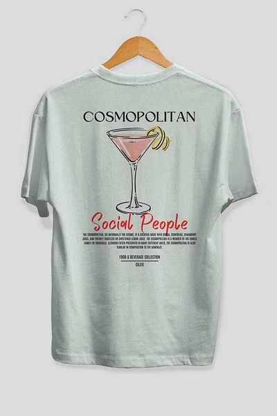 Ankhises Cosmopolitan Cocktail Printed Oversize T-Shirt Men Women 100% Cotton Crew Neck Tshirt