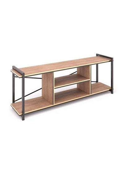 Generic Beautiful and Modern Wooden TV Table with Metal Legs 120x30x45 - Brown