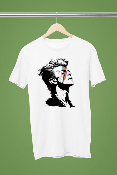 MAGORS David Bowie Printed Cotton Short Sleeve Regular Fit Rock Tshirt