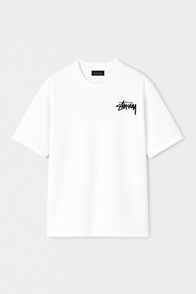 THE RULE Унисекс тениска Stüssy Deck Card Printed Oversize, 100% памучен дизайн, текстурирана, с кръгло деколте RF0540