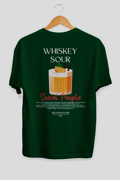 Ankhises Tricou oversize cu imprimeu Whiskey Sour Cocktail Bărbați Femei Tricou cu decolteu 100% bumbac