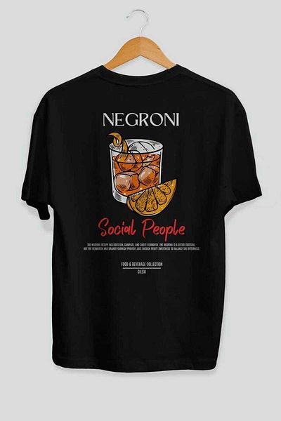 Ankhises Tricou oversize cu imprimeu Negroni Cocktail Bărbați Femei Tricou cu decolteu 100% bumbac