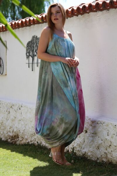 Chiccy Rochie casual din țesut din viscoză, albastru-fucsia, cu bretele reglabile, 130 64