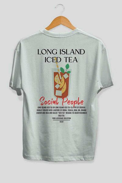 Ankhises Long Island Iced Tea Cocktail Printed Oversize T-Shirt Men Women 100% Cotton Crew Neck Tshirt