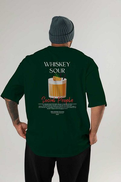 Ankhises Tricou oversize cu imprimeu Whiskey Sour Cocktail Bărbați Femei Tricou cu decolteu 100% bumbac