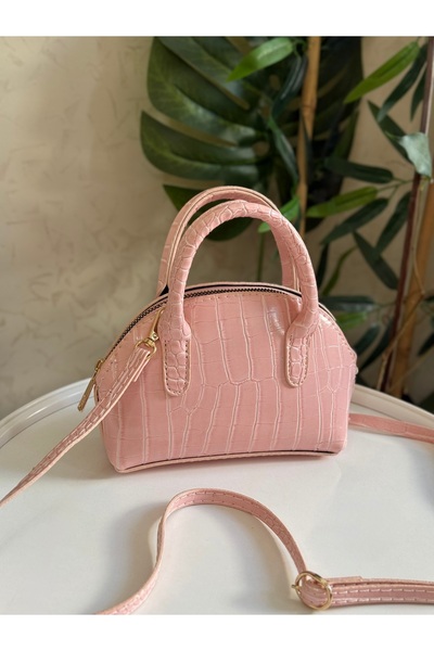 Bagnest حقيبة يد نسائية لامعة صغيرة بنمط تمساح وحزام طويل