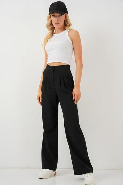 modamtn 6638 High Waist Palazzo Trousers - D. Black