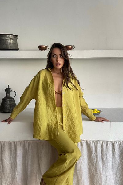 Silerra SET CAMPĂ-PANTALON CUPRA FABRIC - Verde Ulei