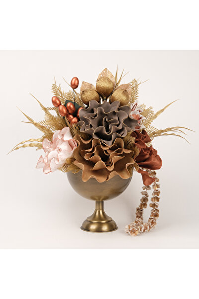 TASARIMHMODA Yapay Çiçekli Antik Yuvarlak Vazo No:7