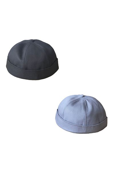 Rupen Kraft 2-Pack 100% Cotton Cap Adjustable Docker Hat Lined Summer Skullcap Hat Retro Hat (2 Pieces)