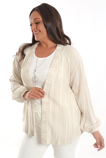 Metpoint Trend42plus Великий розмір Смугастий Oversize Бежевий піджак