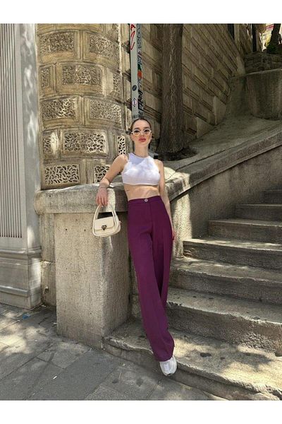 modamtn High Waist Palazzo Metal Buttonpants