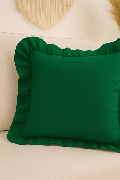 Mirilliahome Κάλυμμα μαξιλαριού ριχτάρι Vintage με βολάν από ακατέργαστο λινό 43x43 cm