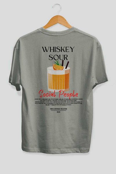Ankhises Tricou oversize cu imprimeu Whiskey Sour Cocktail Bărbați Femei Tricou cu decolteu 100% bumbac