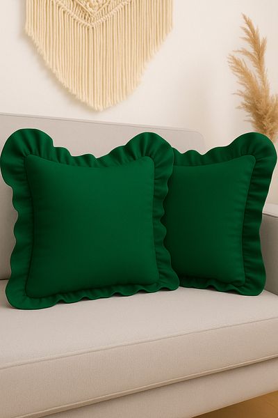 Mirilliahome Κάλυμμα μαξιλαριού ριχτάρι Vintage με βολάν από ακατέργαστο λινό 43x43 cm