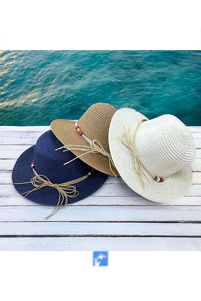 Kardelen Butik Denizli Solid Color Luxury Straw Girl's Hat (Age 3-8)