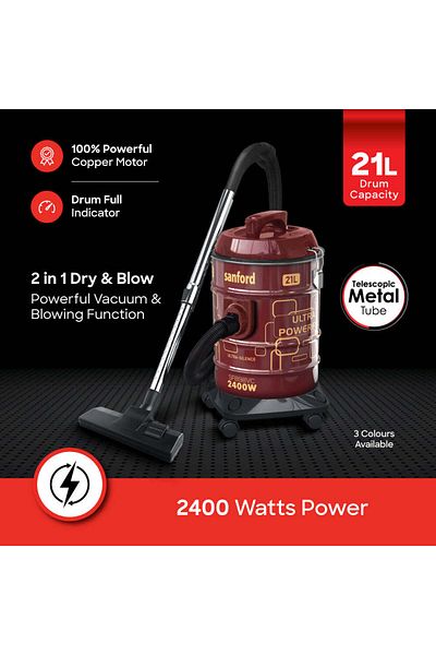 Sanford Sanford 2400W Vacuum Cleaner - 21L Capacity, Copper Motor, Telescopic Tube, Blower Function