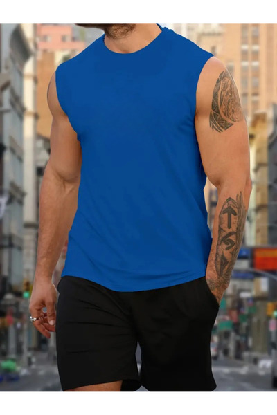 RUTBİL SPORTS SPOR KUMAŞ SIFIR KOL BİSİKLET YAKA TANK TOP ATLET-FİTNESS ATLET- SPOR BODY-GYM ATLET BODY BOL KESİM