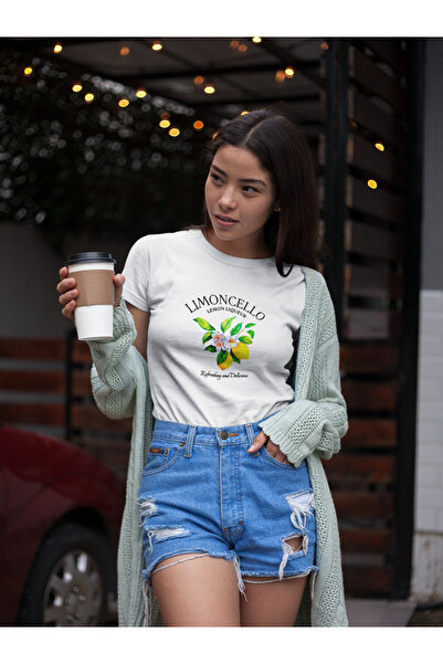 Butik تي شيرت نسائي متعدد الألوان مطبوع عليه ليمونتشيلو، 100% قطن، مقاس عادي،...