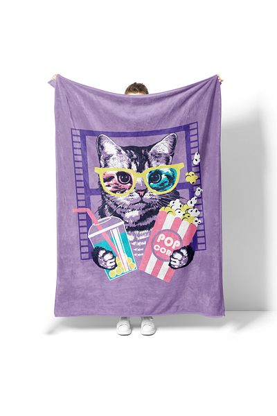 Erays Home Cute Cat Fleece Tv Blanket Fleece Soft Blanket Cinema Pleasure