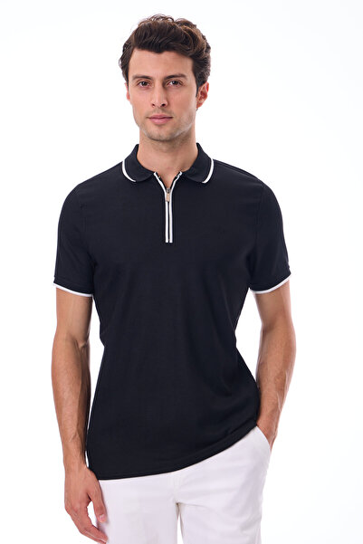 RAVANELLI Ανδρικό μπλουζάκι με λαιμόκοψη με φερμουάρ και λεπτομέρεια - Alba