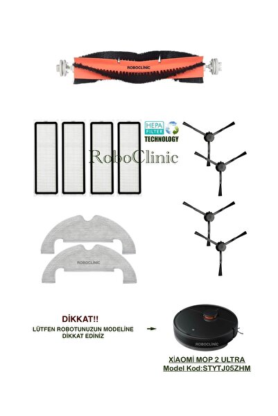 Roboclinic Perie de schimb compatibilă, filtru, mop-11 piese pentru Xiaomi Mi Robot Vacuum Mop 2 Ultra (COD MODEL: STYTJ05ZHM)