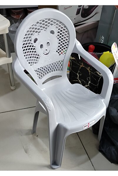 abnturk 28 Cm Yerden Yükseklik, Panda Figürlü Dirsek Koymalı Yaslanmalı Gri Ç...