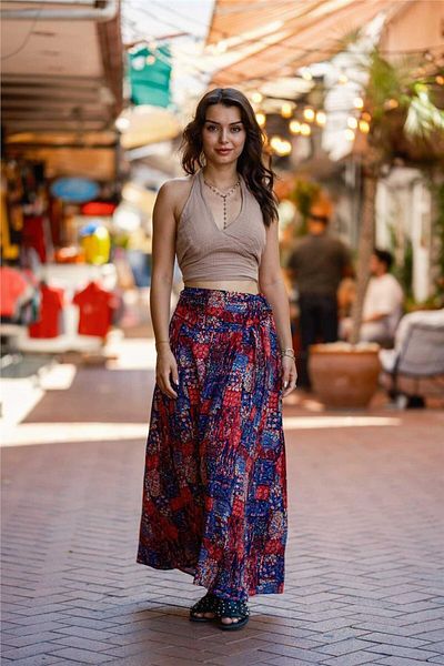Miss Boheme Earth Color Halter Neck Open Back Blouse