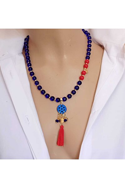 shop Mediterranean Syriac Stone Tassel Glass & Crystal Bead Handmade Necklace