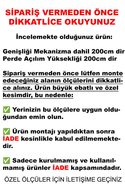 sizenelazım Su Geçirmez Solmaz Garantili İthal Akrilik Stor Perde Balkon Teras Veranda Genişlik 200 Boy 200cm