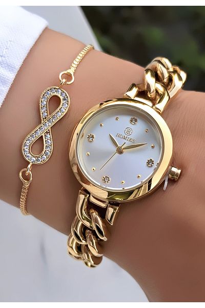 Homies Original Gold Color Chain Cord Women's Wrist Watch Bracelet Gift