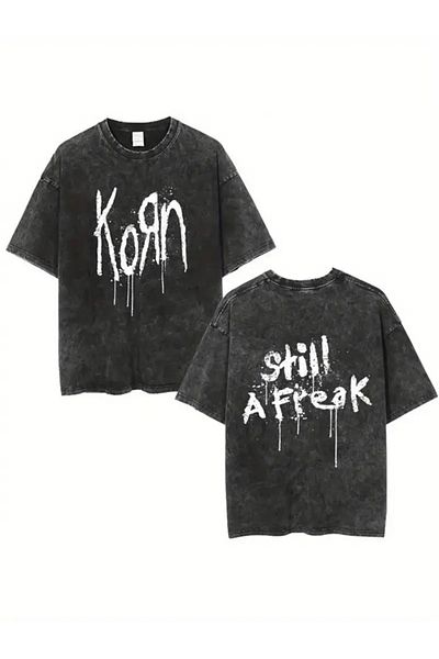 Touz Moda Μπλουζάκι με στάμπα Korn που πλένεται Vintage Unisex Oversize