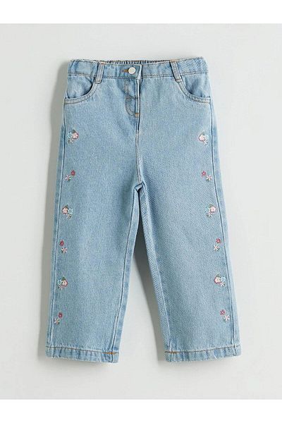 LC Waikiki Lcw Baby Flower Embroidery Girl Jean Pants (W5)