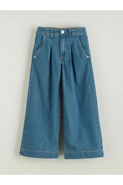 LC Waikiki LCW Kids Wideleg plisat fete pantaloni blugi (W5)