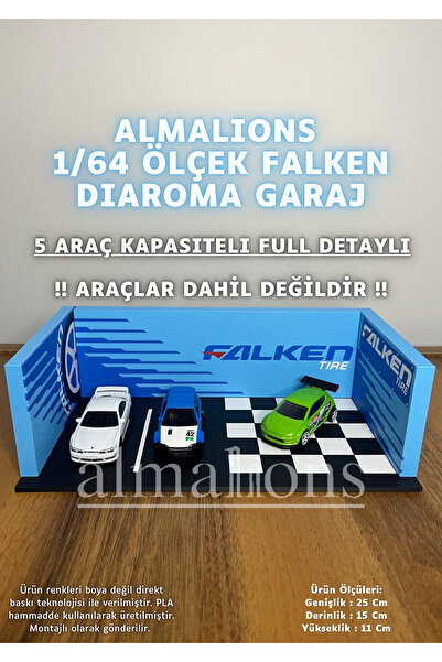 almalions 1/64 Ölçek Diaroma Araç Sergileme Garajı - Falken - 5 Araçlık