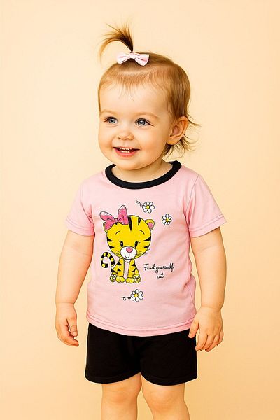 Yalçınoğlu Kids Girls' Summer Anti-Sweat Fabric Comfortable Set - Special Park Fashion for Energetic Children (Buy 1 Size Bigger)