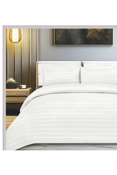 SNOOZYL طقم سرير مفرش نفرين فندقي فخم بتصميم مقلم من خامة القطن لتعيش رفاهية الفنادق مقاس 240*260 سم