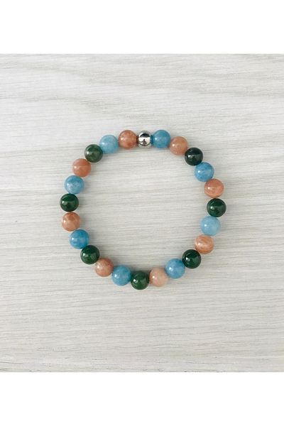 MK tasarım Real Blue Quartz, Sunstone, Bloodstone Bracelet Mk100157