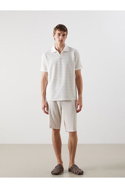 LC Waikiki Southblue Polo Neck Striped Men's T-Shirt