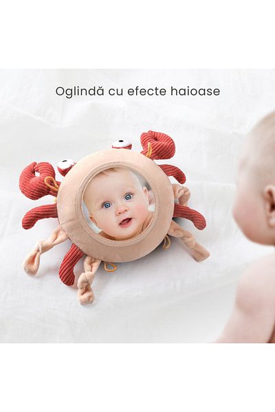 tumama Crab Plush Toy for Babies - Funny Mirror Stuffed Animal Design, Various Textures
