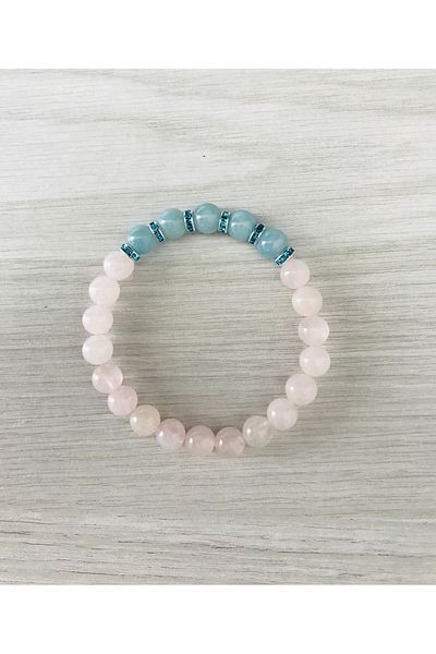 MK tasarım Real Pink Quartz, Blue Quartz Bracelet Mk100158
