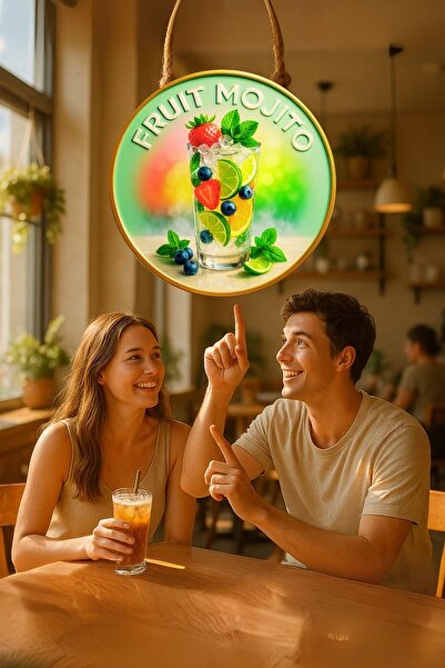 Nod Pictură ornamentată pentru ușă cu tematică Fruit Mojito – Decor de perete pentru cafenea, restaurant, imprimat UV cu fructe