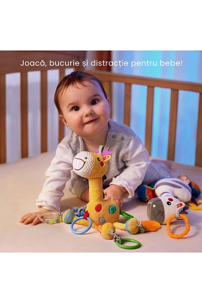 tumama Set of 2 baby toys - Giraffe and Zebra Pattern, Plush Material, Rattle and Tactile Effect