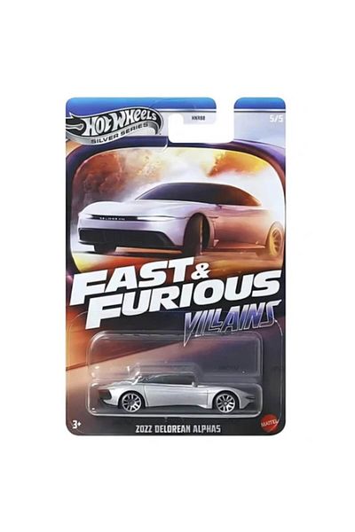 HOT WHEELS Hot Wheels, 2022 DeLorean Alpha5, Personajul negativ Fast and Furious, 1:64, Alb, Seria argintie 2025