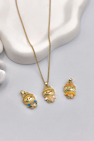 The Collection Labubu Baby Necklace Non-Tarnish Gold Women's Steel Necklace