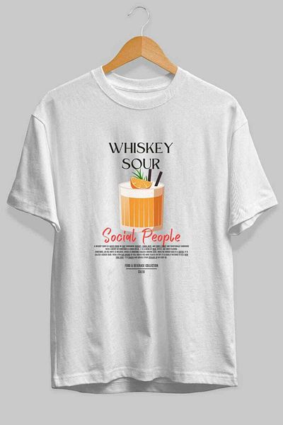 Ankhises Whiskey Sour Cocktail Front Printed Oversize T-Shirt Men Women 100% Cotton Crew Neck Tshirt