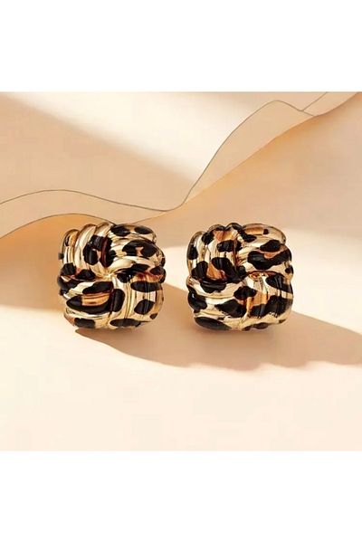 Accessories Hei Leopard Patterned Square Twist Model Nails Daily Use Women's Earrings