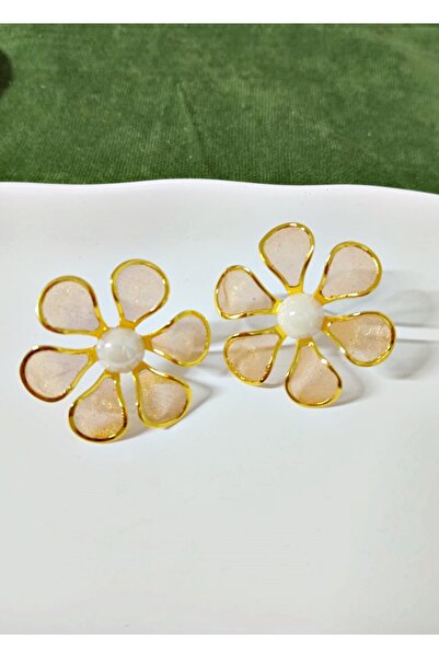 mos&more Gold Flower Pearl Women's Earrings